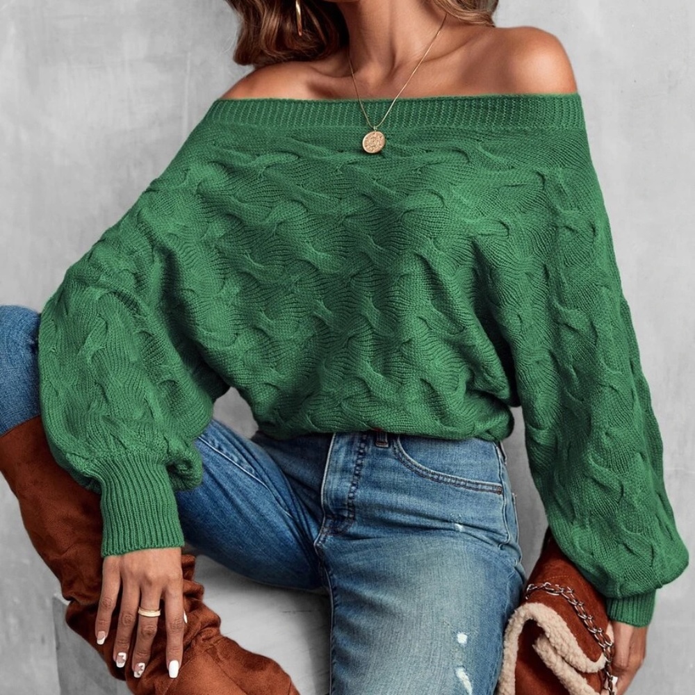 Cozy Off Shoulder Knit Sweater Top - Picture 6 of 16